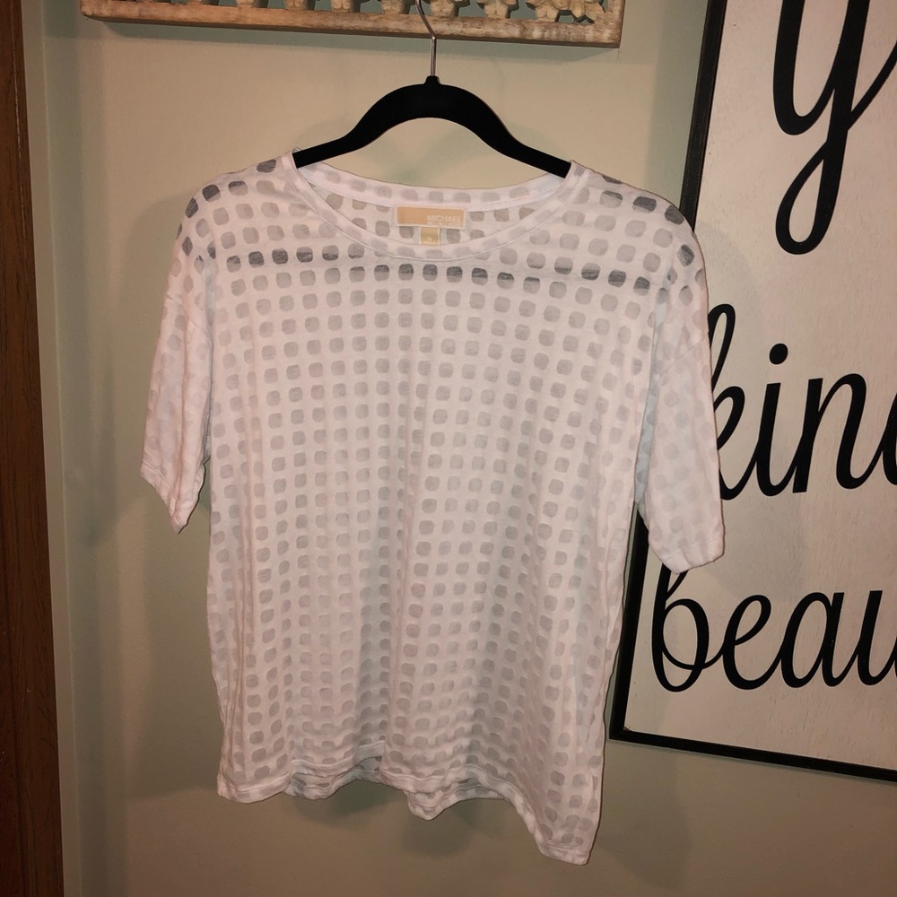 Michael Kors white polka dot/see through T-shirt